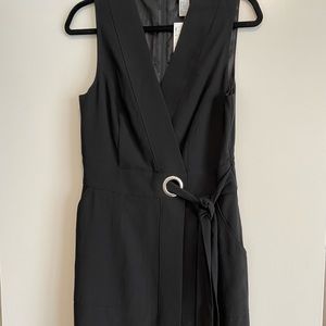 H&M black polyester wrap dress with pockets NWT